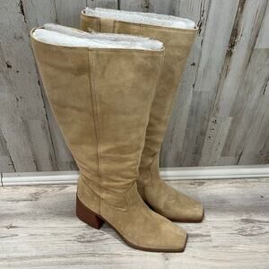 New Vince Camuto Sangeti Tall Boot TORTILLA SUEDE Tan Size 11 Block Heel Western